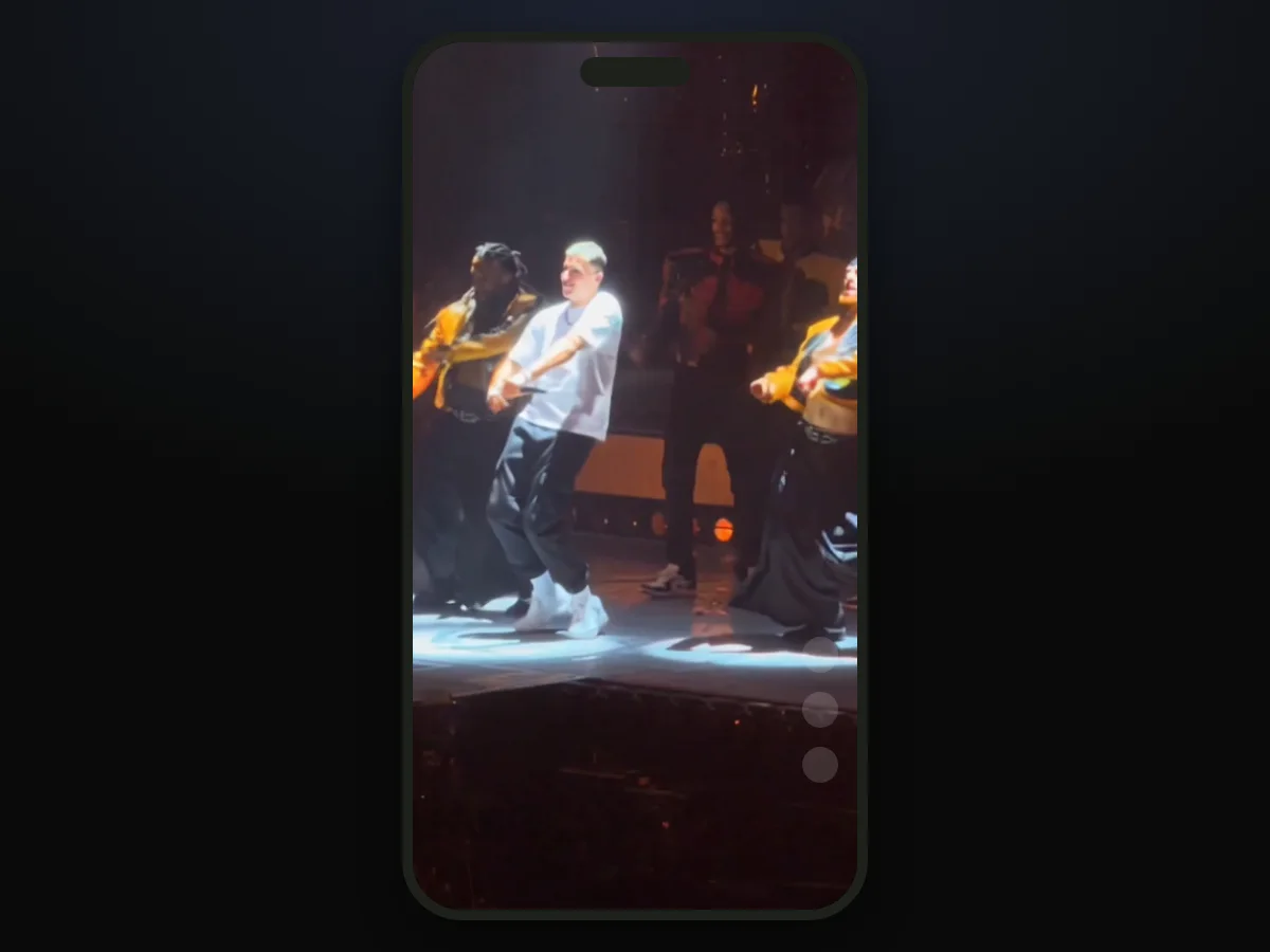 Frame from a Talk Dirty Dance AI video, shown as a 9:16 post on a phone